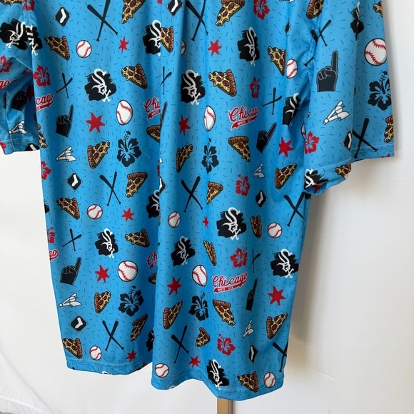 Chicago White Sox Men's Hawaiian Button-Up Shirt Blue Size M MLB Game Day Casual - Picture 9 of 10